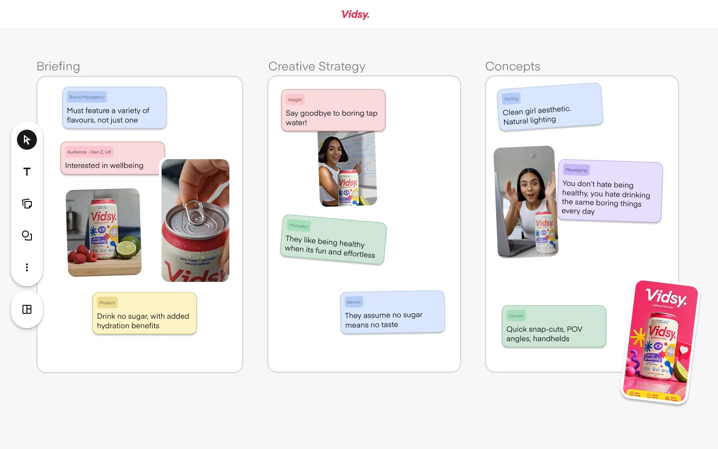 Vidsy Canvas interface